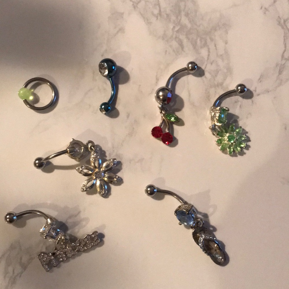 Several belly button rings